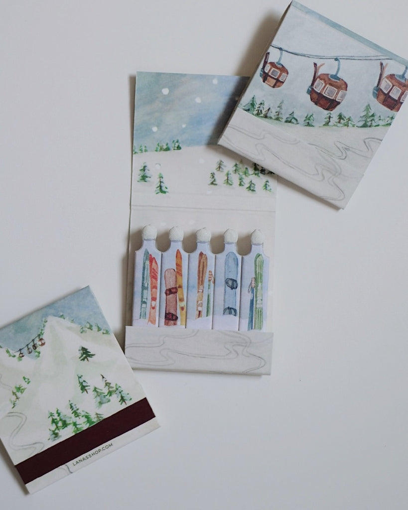 Mountain Chair Ski Lift Matchbook - 10 Painted Matchsticks