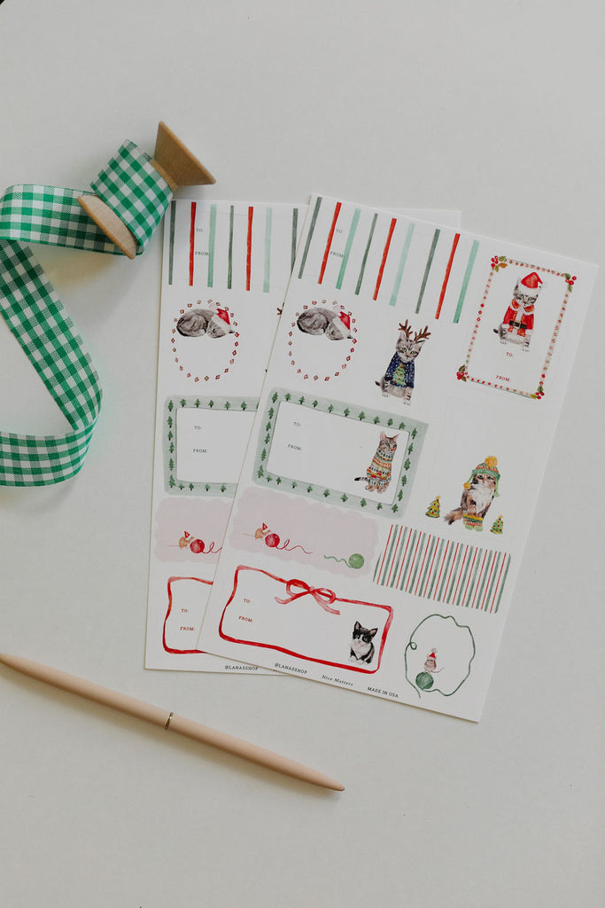 Holiday Cat Gift Labels