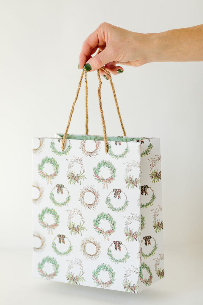 Holiday Evergreen Wreath Gift Bag