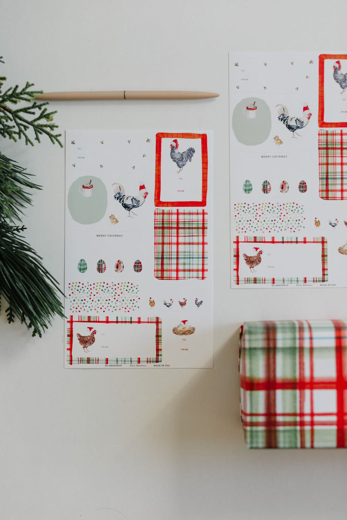 Holiday Chicken Gift Labels