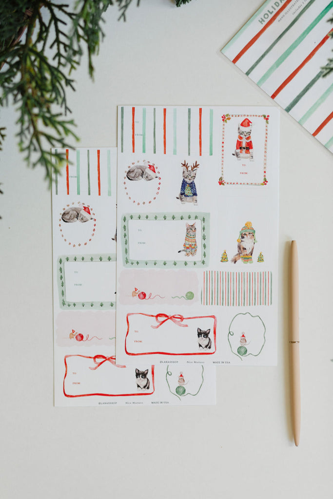 Holiday Cat Gift Labels