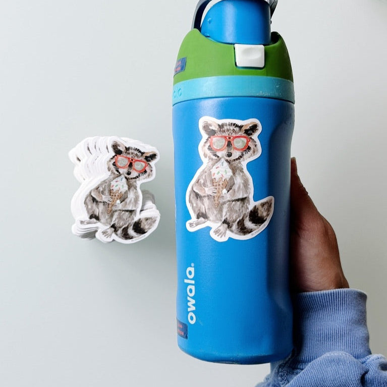 Raccoon with Ice Cream Sticker