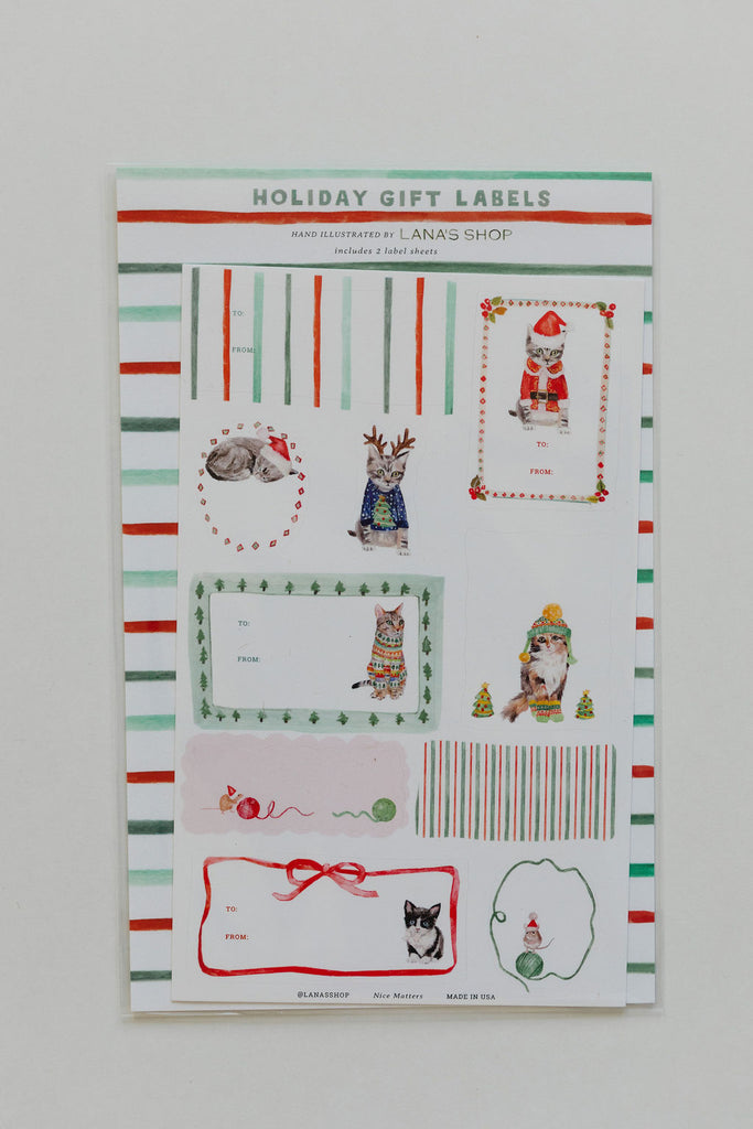 Holiday Cat Gift Labels