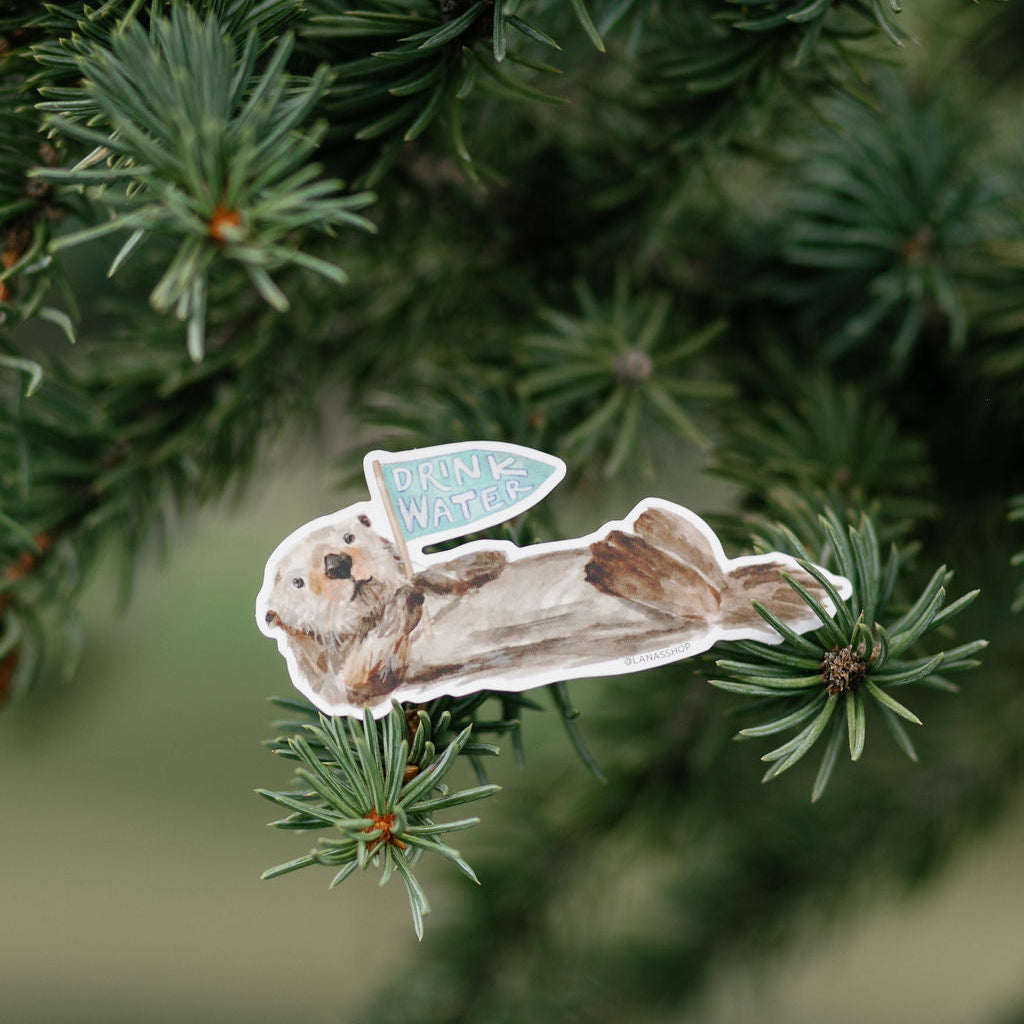 Otter Drink Water Reminder Sticker