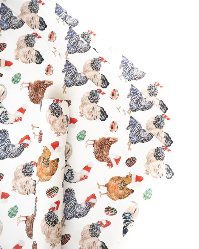 Christmas Chickens in Santa Hats Gift Wrap
