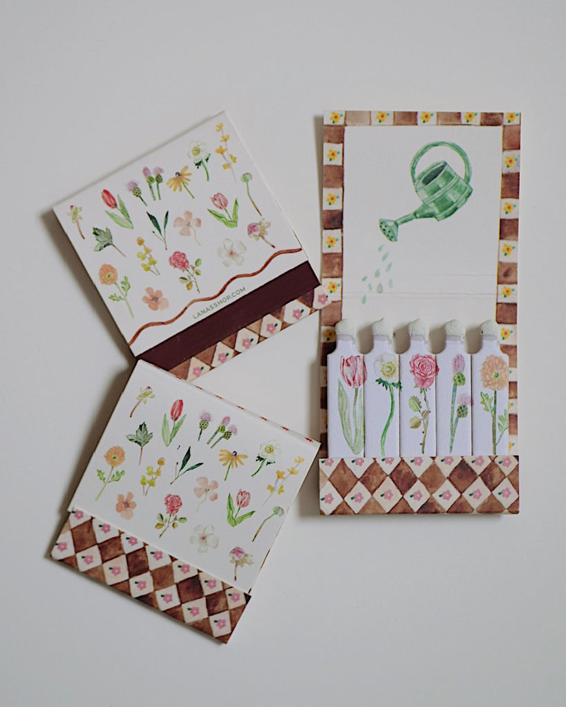 Flower Garden Matchbook - 10 Painted Matchsticks
