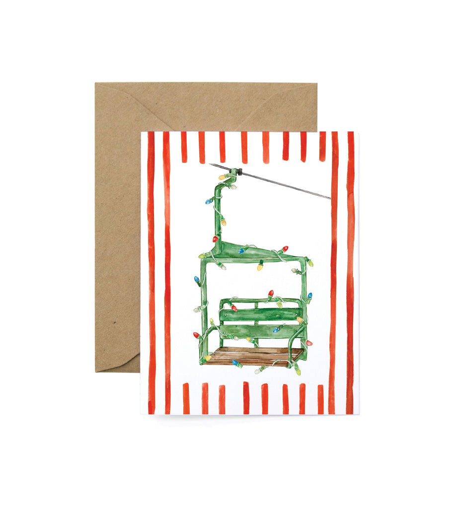 Ski Chair Lift Christmas Greeting Card