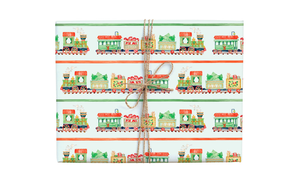 Holiday Christmas Train Gift Wrap