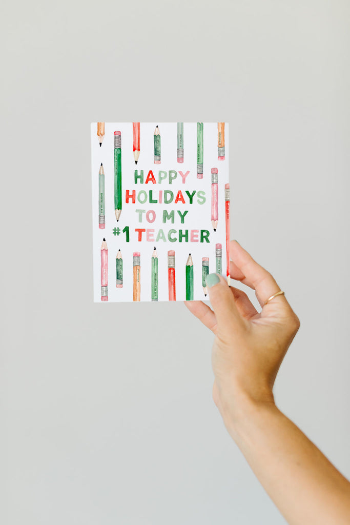 #1 Teacher Holiday Card -Set of 3