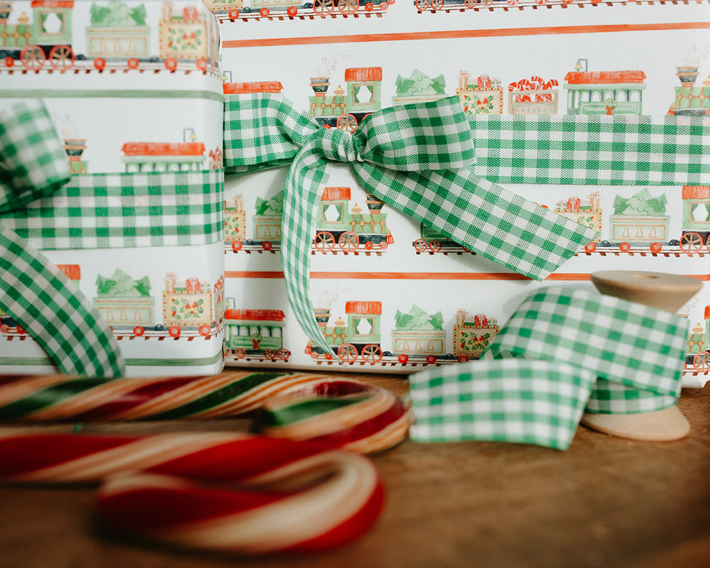 Holiday Christmas Train Gift Wrap