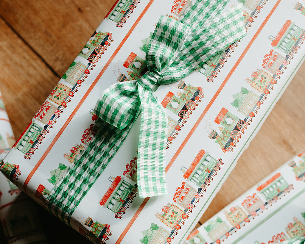 Holiday Christmas Train Gift Wrap