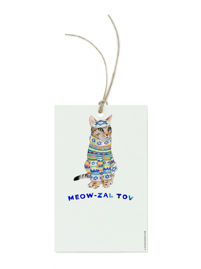 Cat Hanukkah Gift Tag Set