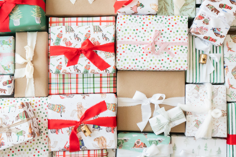 Holiday Watercolor Plaid Gift Wrap