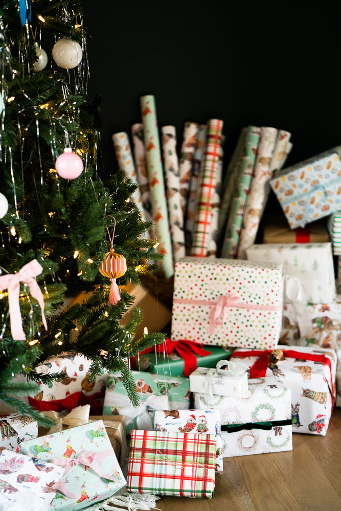 Holiday Watercolor Plaid Gift Wrap