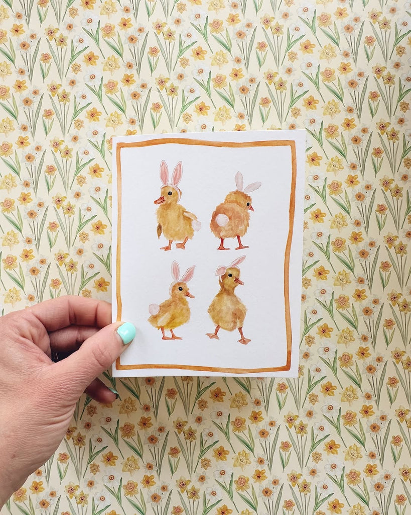 Easter Bunny Ducks Greeting Card