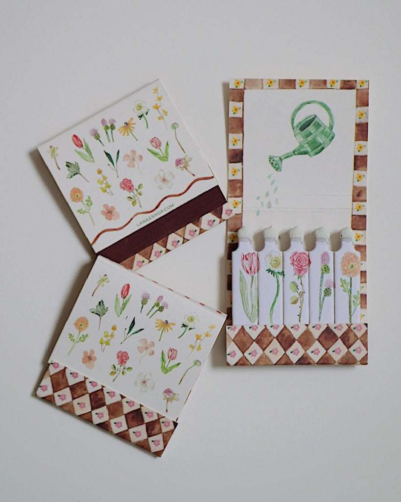 Flower Garden Matchbook - 10 Painted Matchsticks