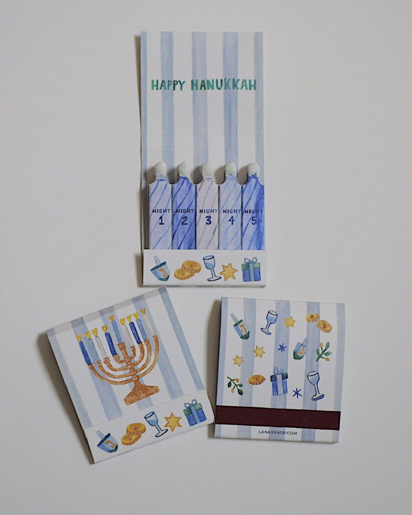 Happy Hanukkah Matchbook - 10 Painted Matchsticks