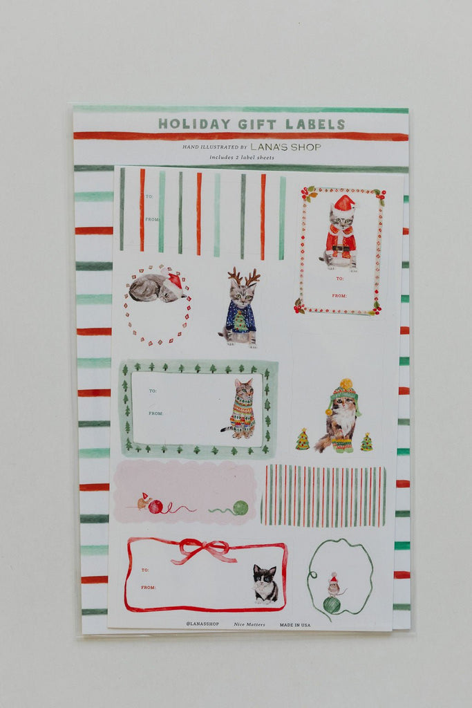 Holiday Cat Gift Labels