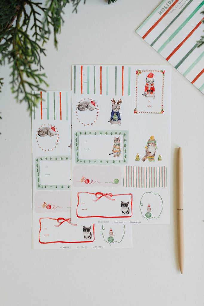 Holiday Cat Gift Labels