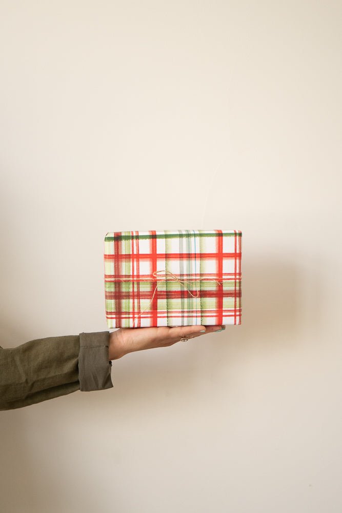 Holiday Watercolor Plaid Gift Wrap