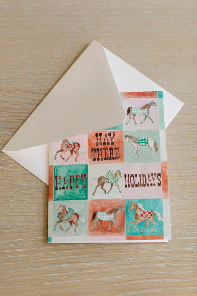 Horse Holiday Card, Hay There A2 Greeting Card