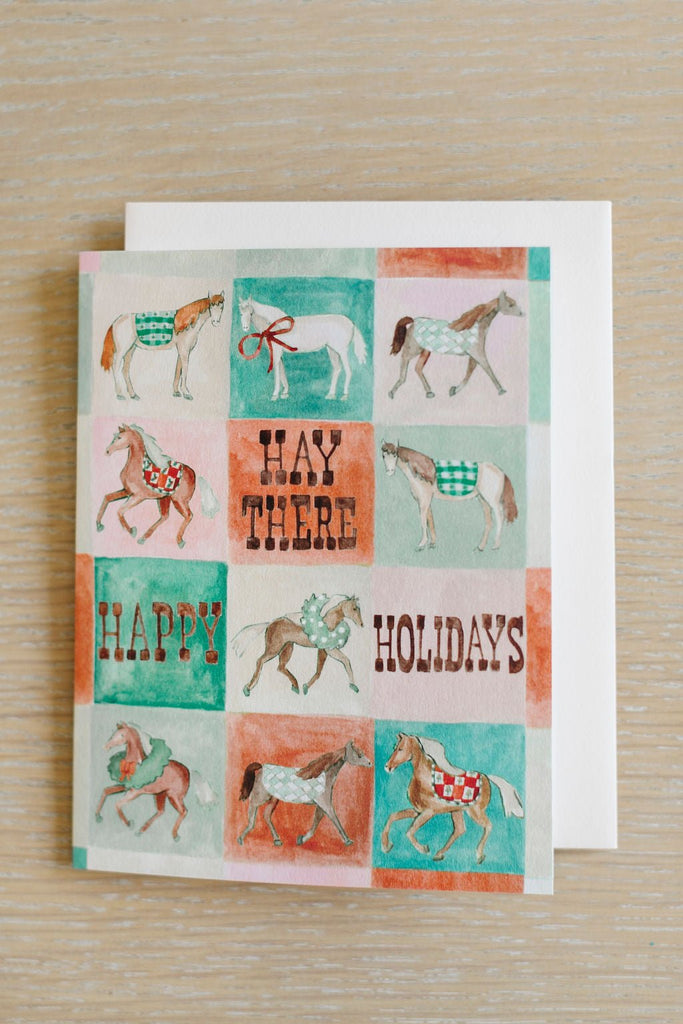 Horse Holiday Card, Hay There A2 Greeting Card