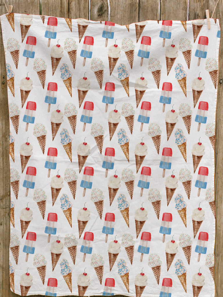 Ice Cream 4th of July Tea Towel
