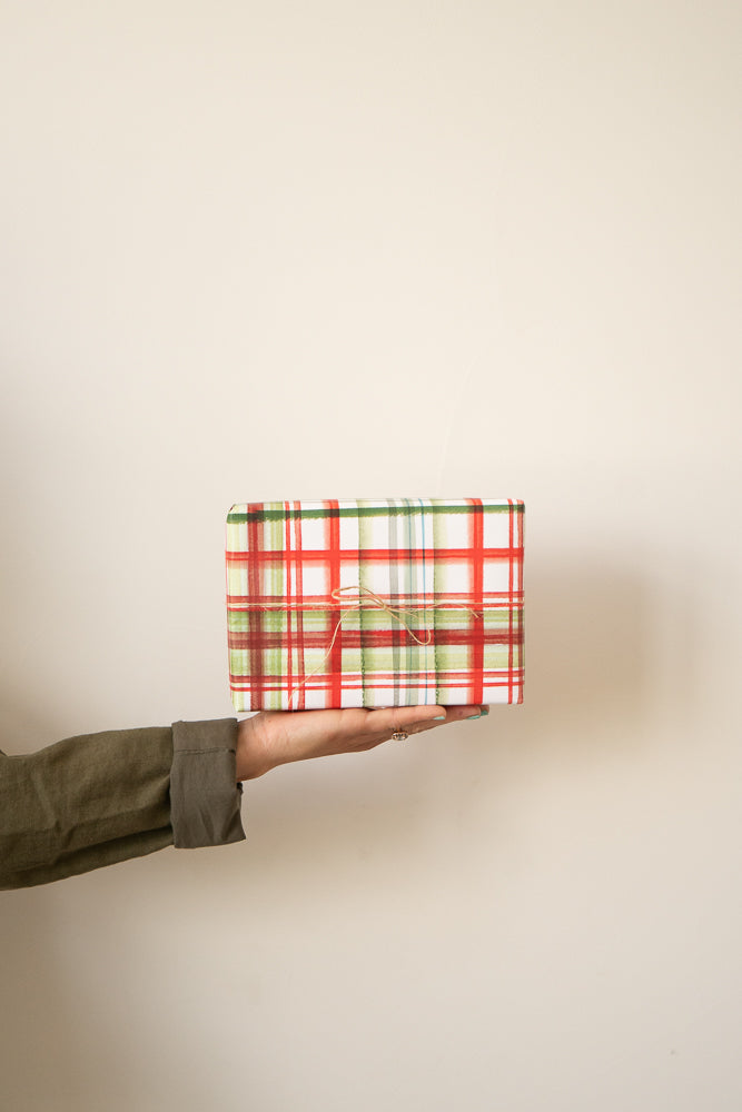 Holiday Watercolor Plaid Gift Wrap