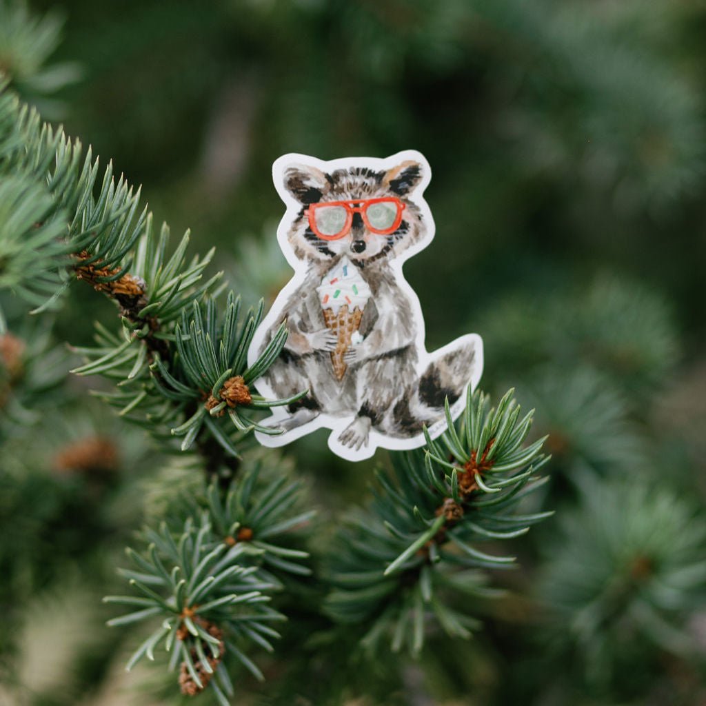 Raccoon with Ice Cream Sticker