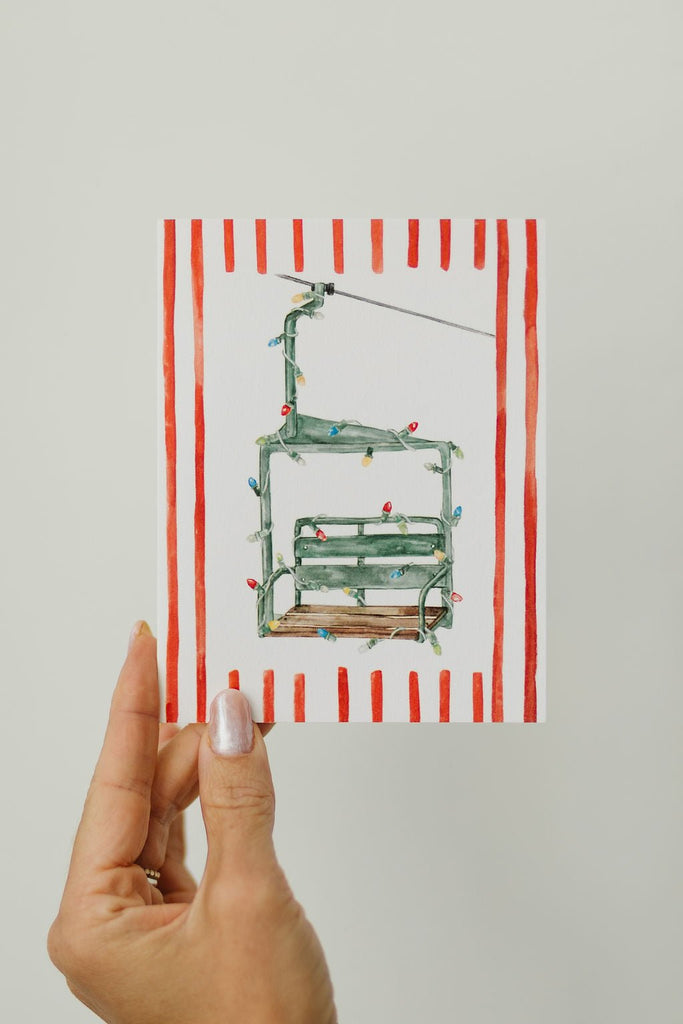 Ski Chair Lift Christmas Greeting Card
