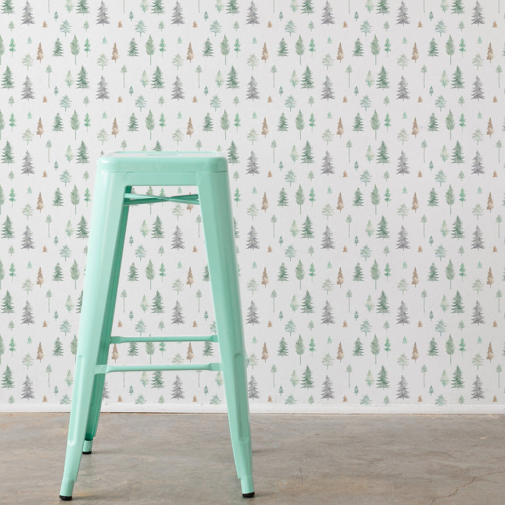 Peaceful Forest Wallpaper in Sage Greens