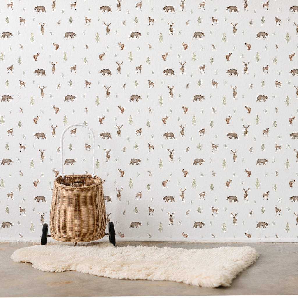 Woodland Nursery Wallpaper in Neutrals