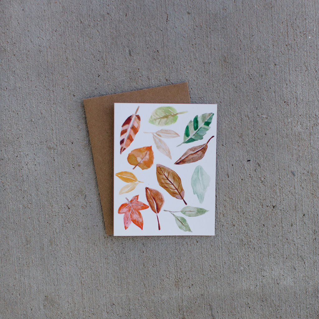 Autumn Falling Leaves Card