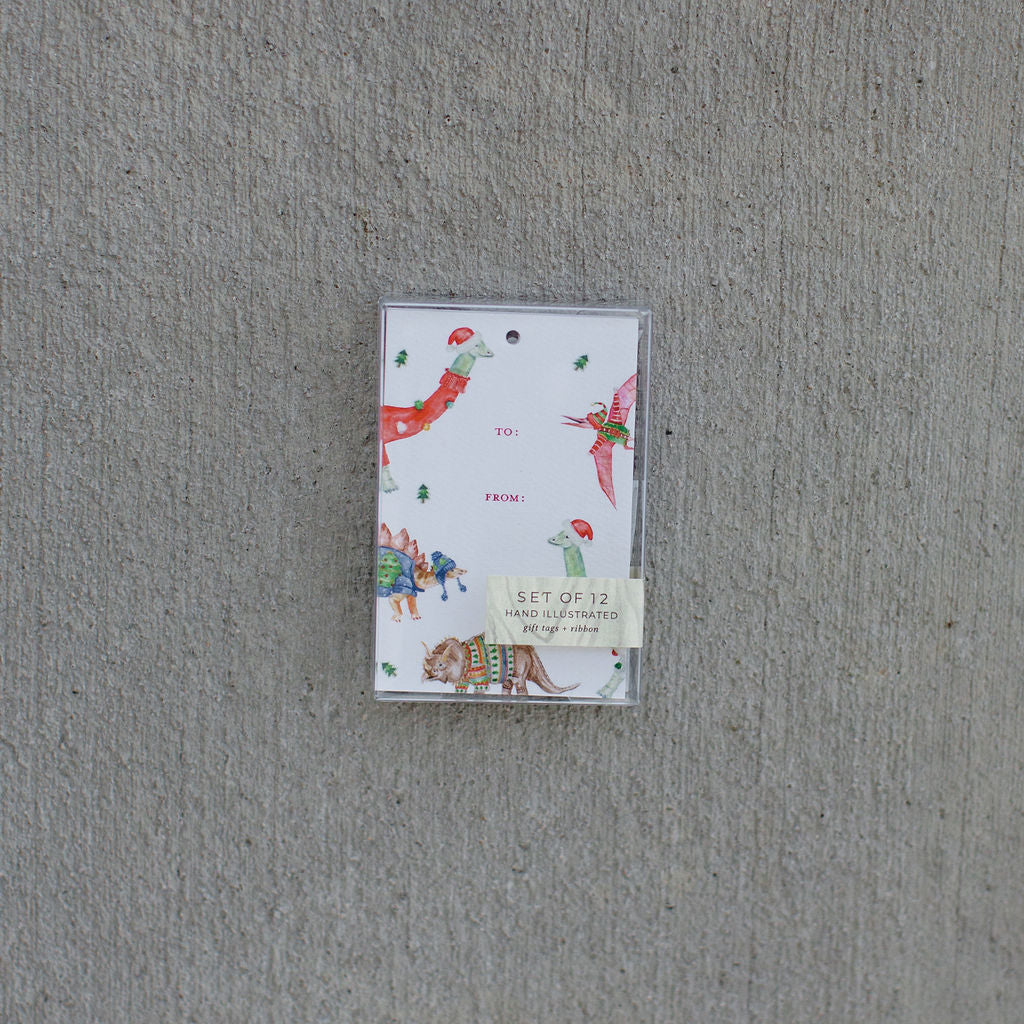 Festive Dinosaur Gift Tag Set