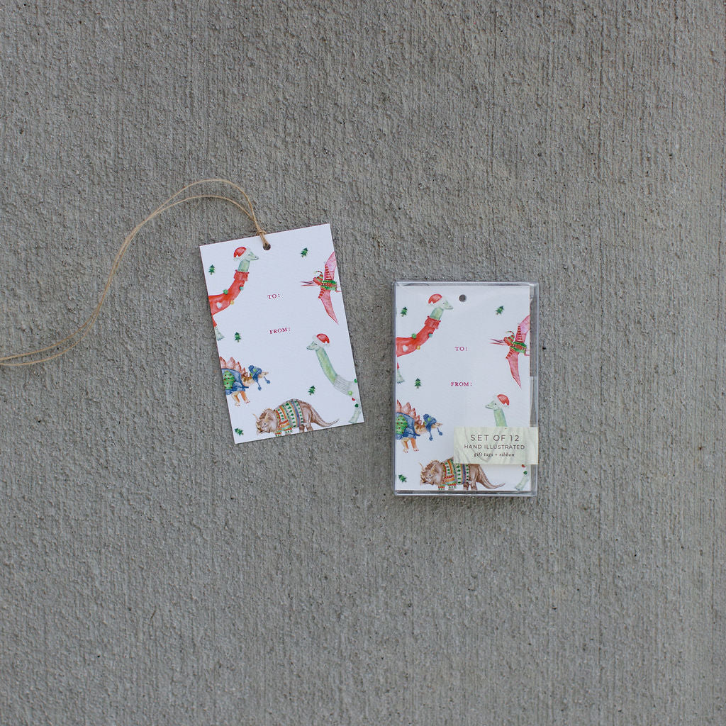 Festive Dinosaur Gift Tag Set