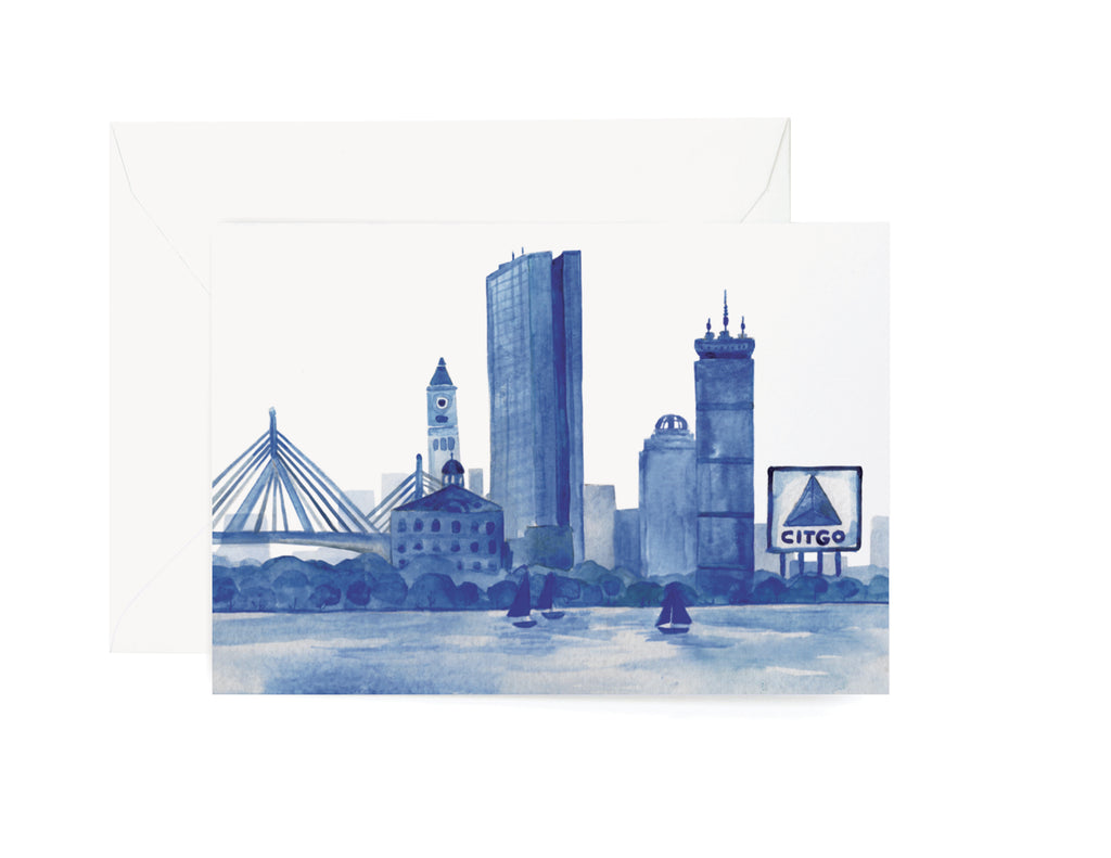 Boston Skyline in Blue Card