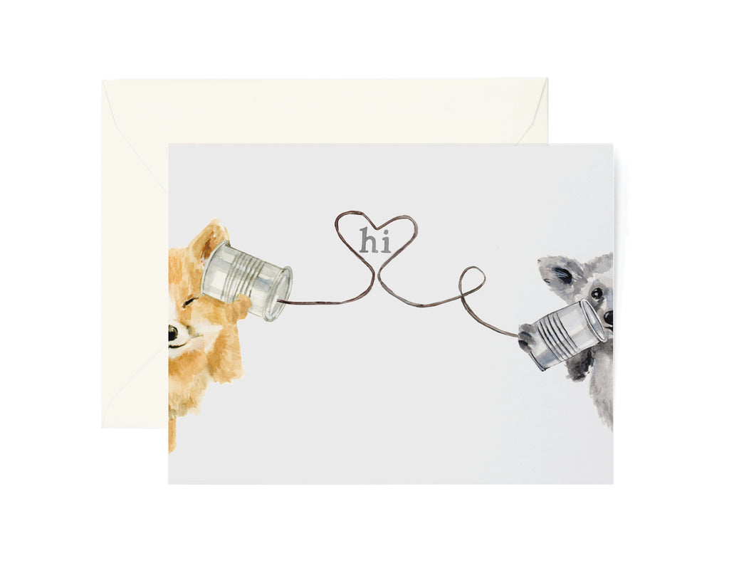 Tin Can Phone Hello Card