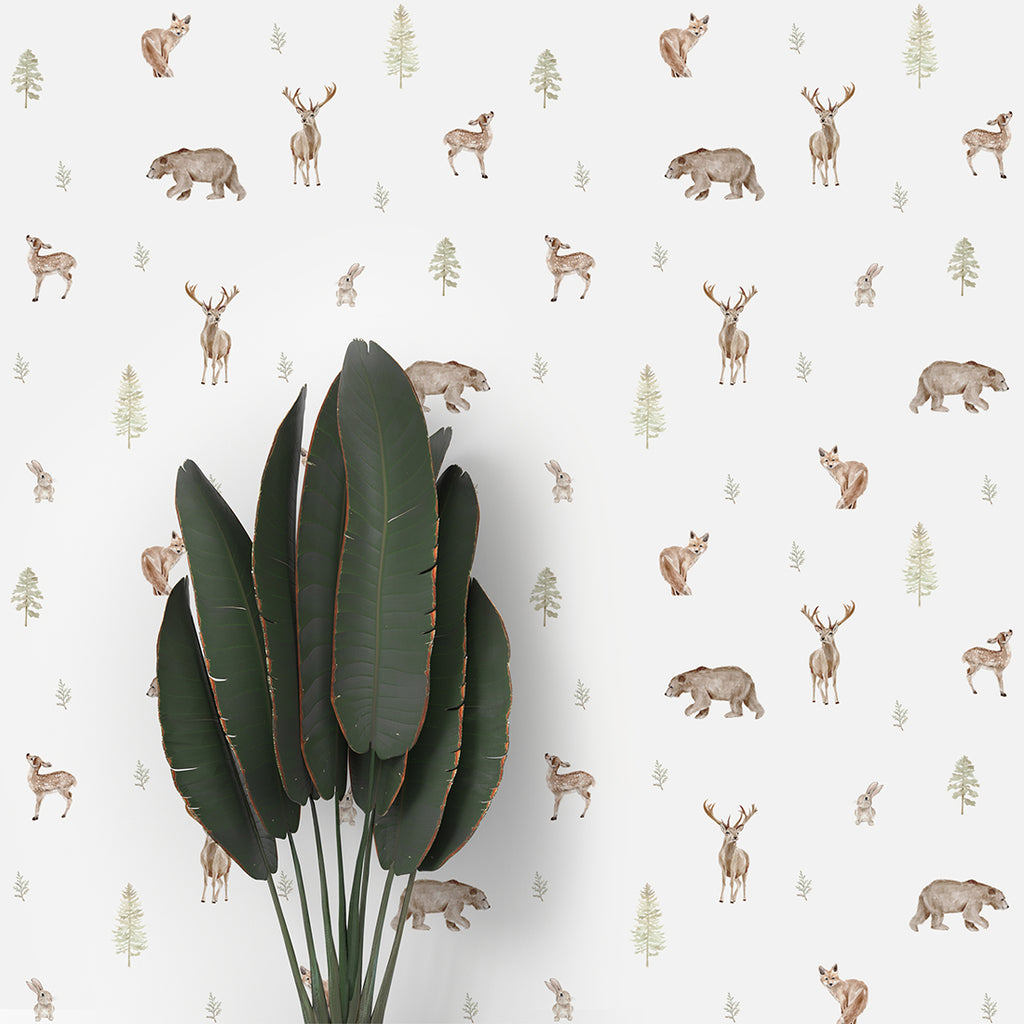 Woodland Nursery Wallpaper in Neutrals
