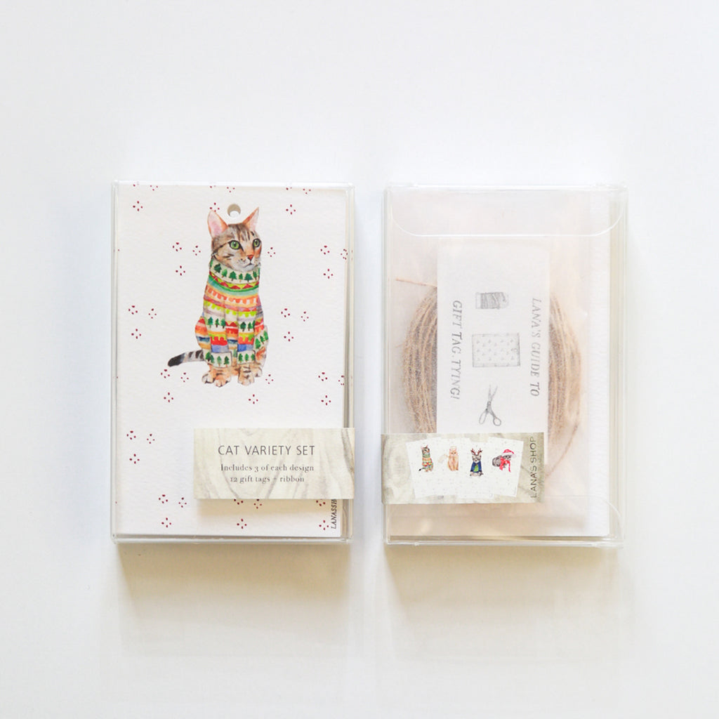 Festive Cat Variety Gift Tag Set
