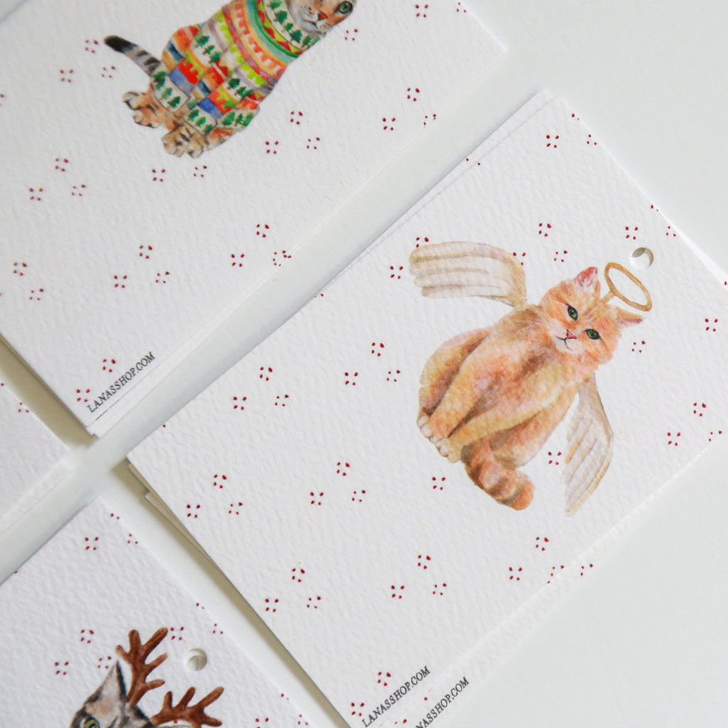 Festive Cat Variety Gift Tag Set
