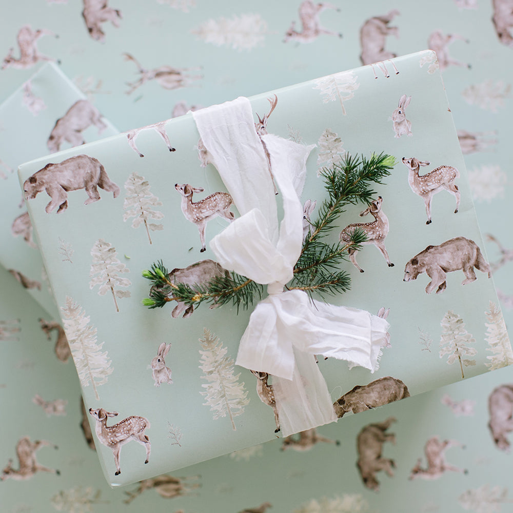 Forest and Fauna Deer and Bear Gift Wrap