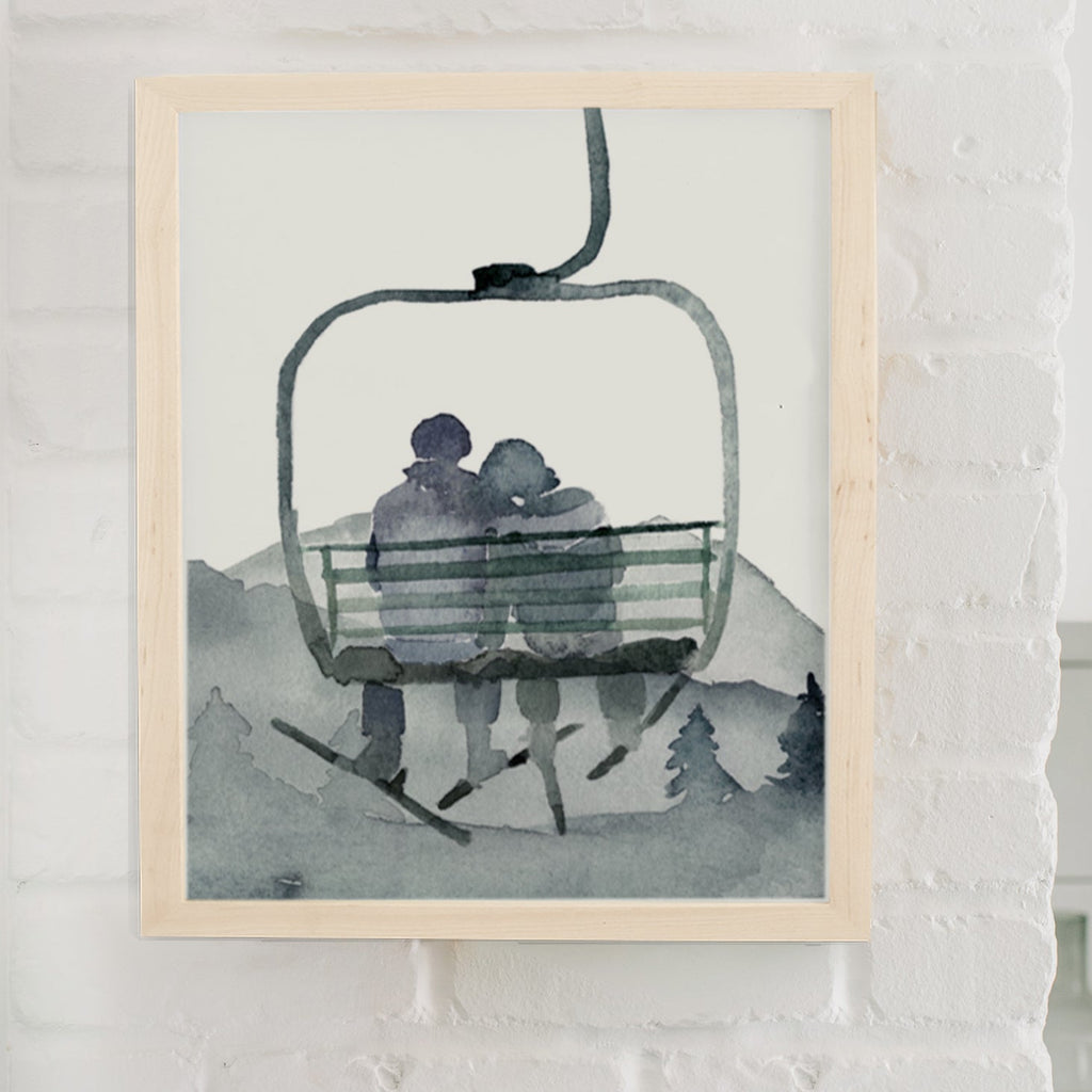 Gondola Ski Couple Art Print