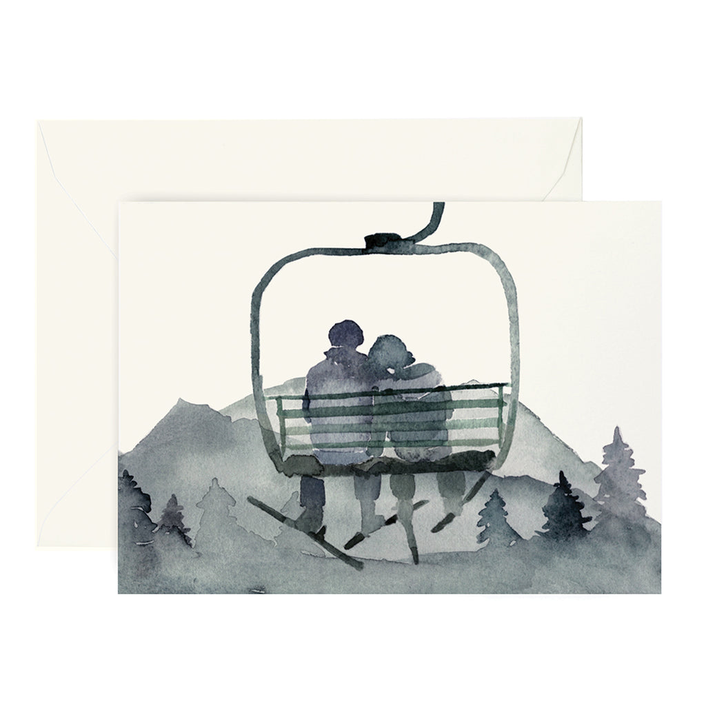 Skier Gondola Love Card