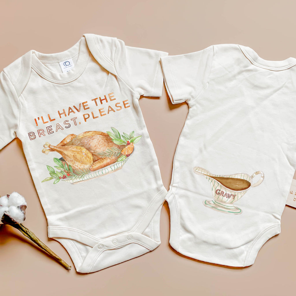 I'll have the breast, please Thanksgiving Turkey organic baby onesie