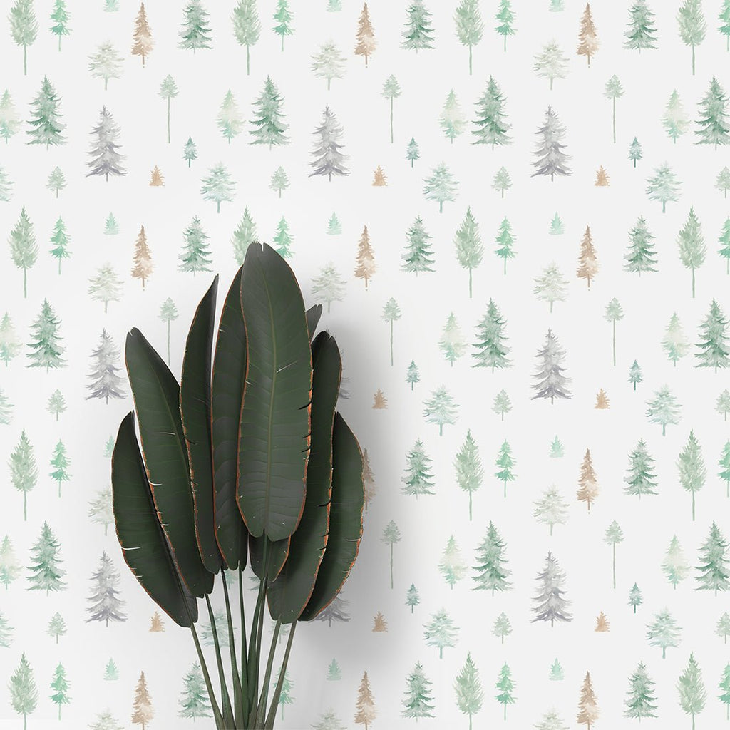 Peaceful Forest Wallpaper in Sage Greens