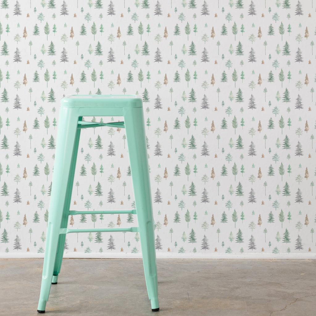 Peaceful Forest Wallpaper in Sage Greens