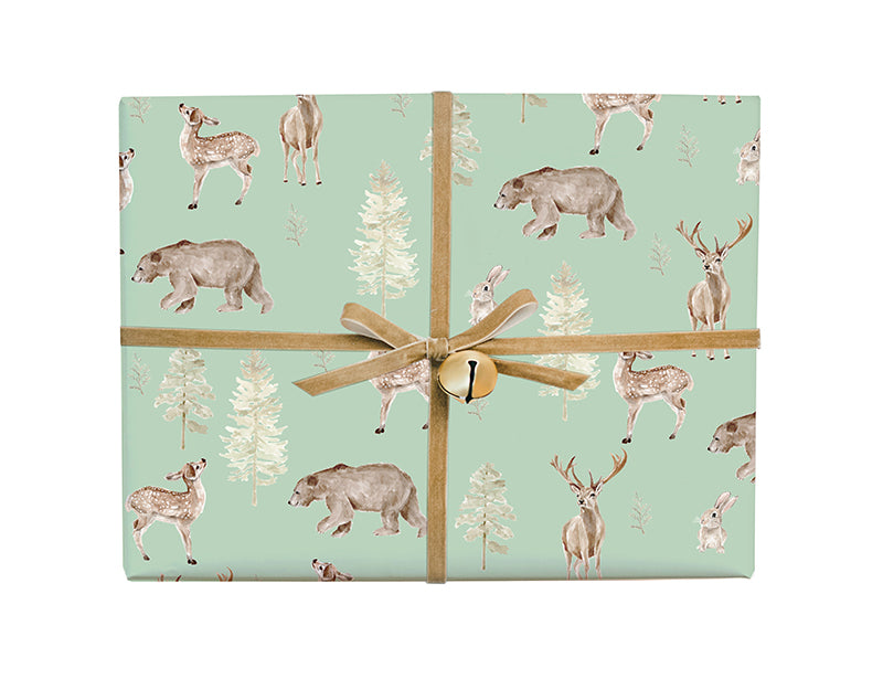 Forest and Fauna Deer and Bear Gift Wrap