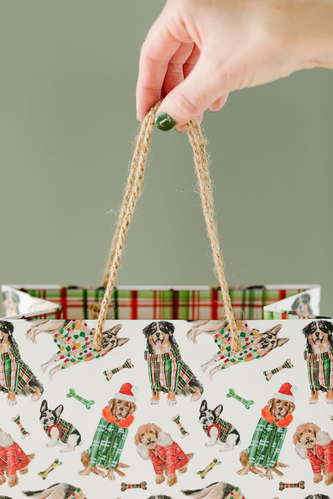 Holiday Plaid Dog Gift Bag