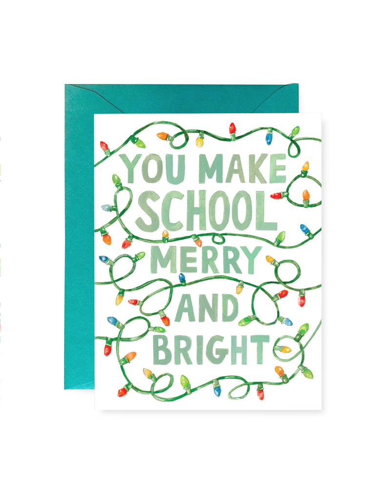 Merry & Bright Teacher Holiday Card
