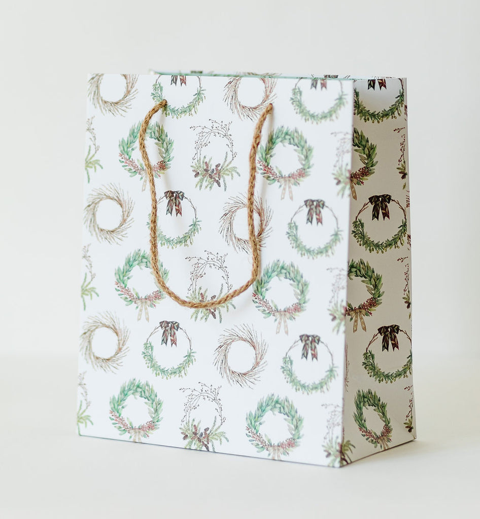 Holiday Evergreen Wreath Gift Bag